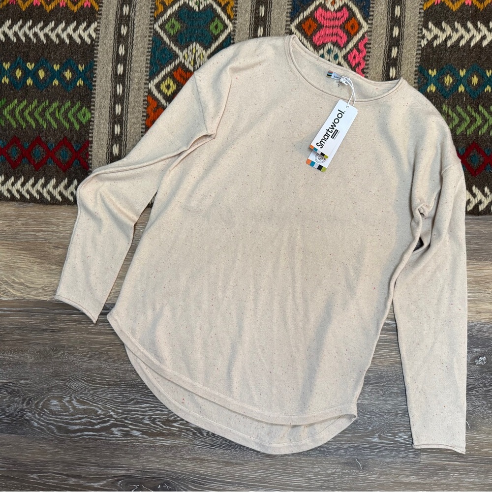 Smartwool Shadow Pine Lightweight Merino Blend Sweater Size S Cream NEW w/ TAGS
